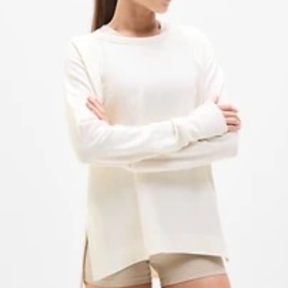 Athleta Coaster Luxe Recover Sweatshirt Magnolia White M - Picture 1 of 5
